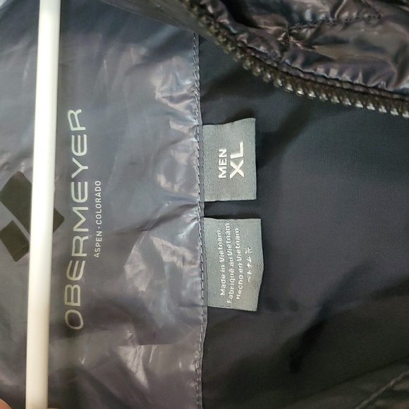 Mens Obermeyer Black Lightweight Puffer Coat Size Extra Large Stretch Panels - Picture 5 of 14